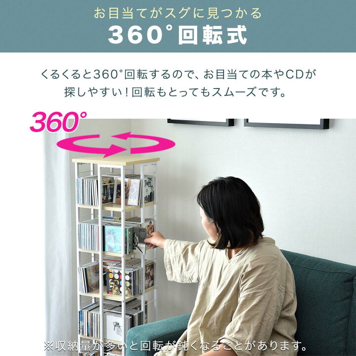 楽天市場】【楽天1位】本棚 回転 5段 スリム 大容量 回転式本棚 幅40 