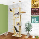【11,330円→SALE9,900円〜7/11(金)01:59まで】キャットツリー 突っ張り 高さ 235〜255cm 幅 60cm 猫タワー シニア 運動不足 猫ちゃん EAGLE TWIN TOWER 組み立て 設置 簡単 爪とぎ 部屋 階段 ハンモック ハウス付 スクラッチ ★[送料無料]
