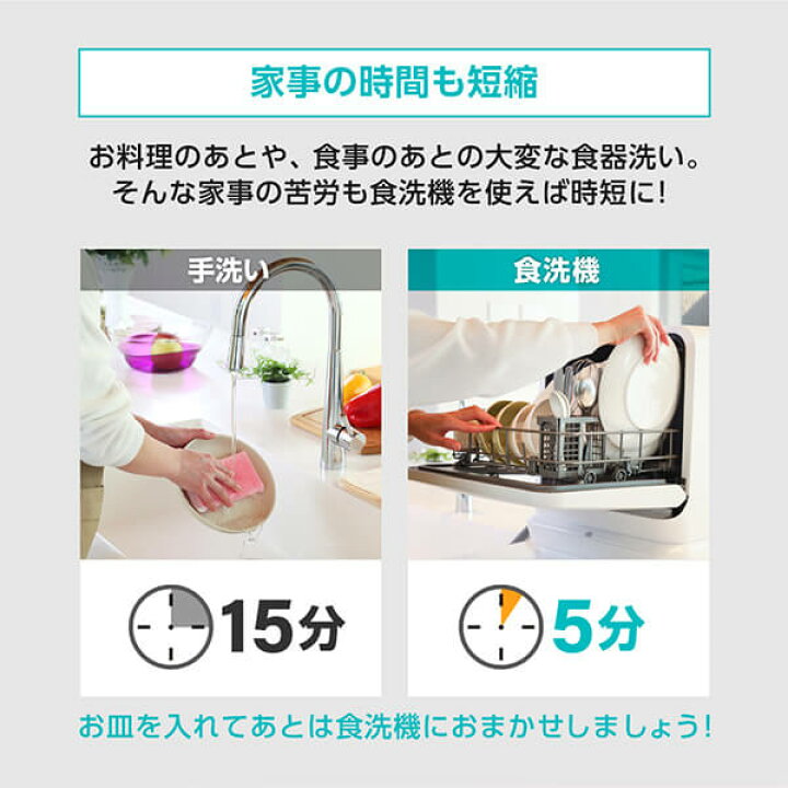 楽天市場】食器洗い乾燥機 ( 3人用・食器点数15点 + 小物 ) 工事不要 