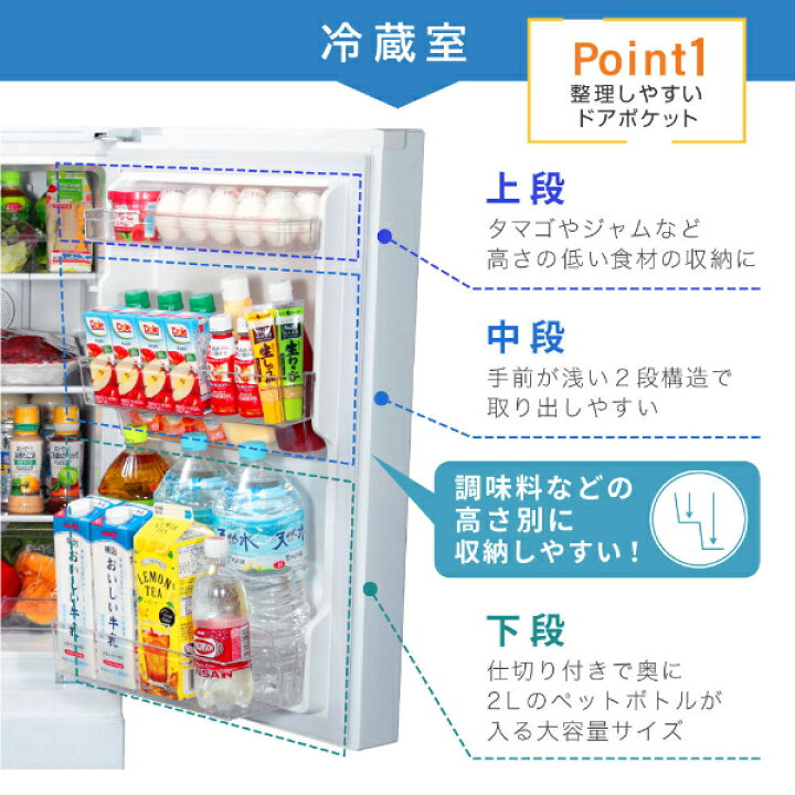 楽天市場】【公式店】 冷蔵庫 156L 2ドア 大容量 新生活 霜取り不要 