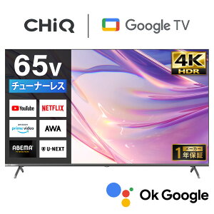 `[i[Xer 65^ X}[ger er 掿 HDR Google TV Google PlayΉ GoogleAVX^gΉ Ǌ|Ή Dolby Audio YouTube Netflix AmazonPrimeVideo X}zA CHiQ JU65M10S