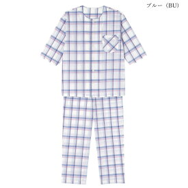 10%OFF ワコール wacoal メンズ 睡眠科学 パジャマ 全開 7分袖 10分丈 涼しい チェック ペアルック 日本製 紳士 （M・Lサイズ）YGT243