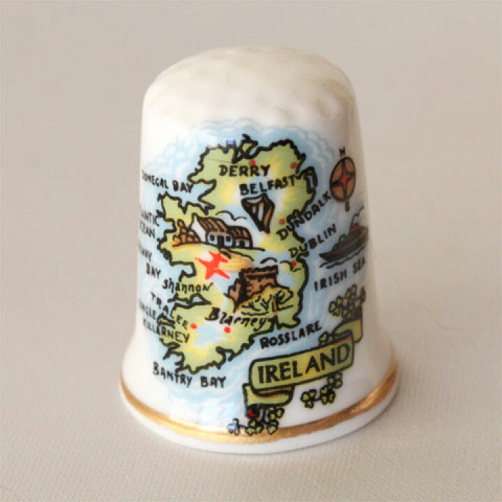 楽天市場 アイルランド島 絵地図 マップ Map デリー ベルファスト ダンドーク ロスレア バントリー キラーニー イギリス シンブル 指貫き ソーイング キルト パッチワーク コレクション アイテム プレゼント ヴィンテージ 中古 02p23sep15 P16sep15 メイ フェアリー