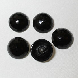 4個セット　23mm　ドーム型　黒　チェコのヴィンテージ ガラス ボタン ブラック　【中古】