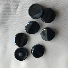 6個セット　18mm　黒 チェコのヴィンテージ ガラス ボタン 【中古】