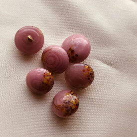 14mm　パープル　紫　チェコのヴィンテージ ガラス ボタン ドール ベビー　小さなボタン 【中古】