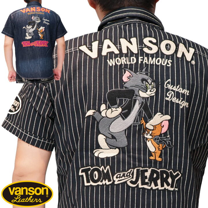 楽天市場】VANSON バンソン トムとジェリー コラボ デニム シャツ 半袖 