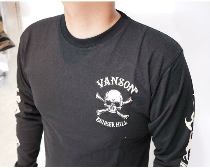 楽天市場】VANSON バンソン ロング Tシャツ メンズ ロンT スカル NVLT 