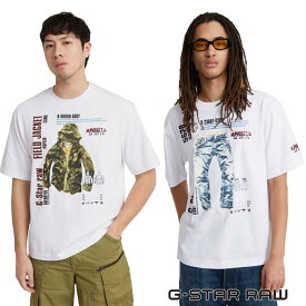 ジースター ロウ G-STAR RAW Tシャツ 半袖 メンズ MODELKIT PRINT BOXY T-SHIRT D24944-C784 送料無料