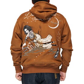 抜刀娘 バットウムスメ 絡繰魂 和柄 パーカー メンズ 凛 フェイクスウェード 244047 送料無料