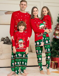 親子ペアパジャ 雪だるま柄 サンタクロス柄 クリスマスパジャマルームウェア リスマス衣装 サンタパジャマ カップル メンズ/レディースルームウェア ベビー 子供 ママ パパ 家族お揃い 長