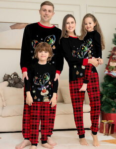 親子ペアパジャ クリスマスパジャマ チェック柄 サンタクロス パジャマルームウェア リスマス衣装 パジャマ カップル メンズ/レディースルームウェア ベビー 子供 ママ パパ 家族お揃い 長