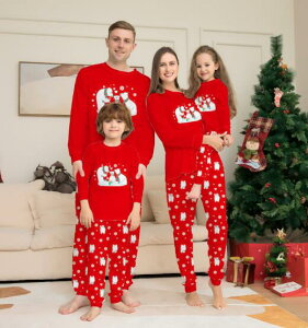 ルームウェア リスマス衣装 親子ペアパジャマ クマ柄 パジャマクリスマスパジャマ パジャマ カップル メンズ/レディースルームウェア ベビー 子供 ママ パパ 家族お揃い 長袖パジャマ上下