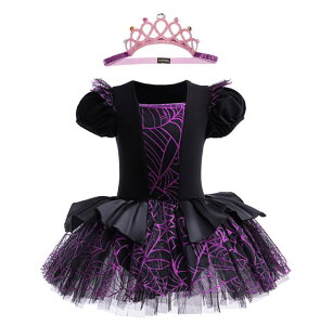 バレエダンス衣装 ワンピース+髪飾り 黒紫 キッズバレエダンス衣装 可愛い レオタード 女の子ダンス衣装 半袖 チュチュスカート バレエチュチュワンピース キッズダンス普段着 可愛いダ