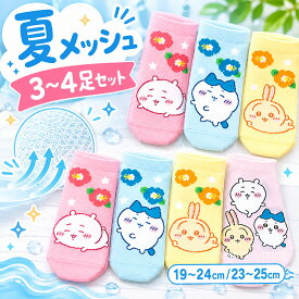 ちいかわ メッシュソックス 3足セット レディース 靴下 スニーカーソックス 19-24cm 23-25cm ハチワレ うさぎ 夏 メッシュ ソックス くつ下 キャラクター かわいい