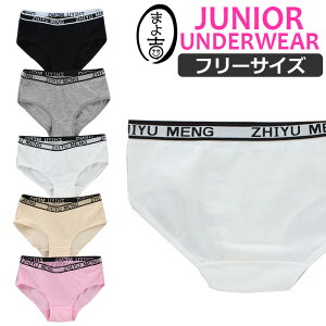 【訳あり】ジュニア向け ショーツ 女の子 パンツ 肌着 145cm〜155cm 12才〜14才 子供用下着 英字 ロゴテープ 無地 ホワイト グレー ブラック ベージュ ピンク フリーサイズ アンダーウェア 小学