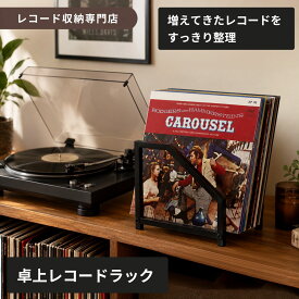 レコードスタンド 卓上 レコードラック 複数枚収納 LPレコード ディスプレイラック アイアン 小型 レコード 収納 ジャケットスタンド よく聴くレコードをまとめて置ける ブックスタンド 幅18cm 奥行25cm 高さ22.3cm MayRecords 824-014