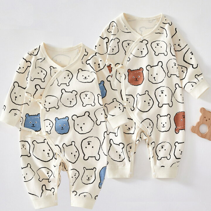 楽天市場】ベビー服 新生児服 綿100% 2枚セット 長袖カバーオール 前 