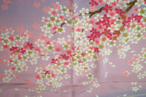 丹後ちりめん友禅染め正絹ふろしき(風呂敷):絹100%しだれ桜に流水:薄紫色縮緬二尺幅68cm・9号桐箱入り(贈答推薦品)【楽ギフ_包装】【楽ギフ_のし宛書】10500-21