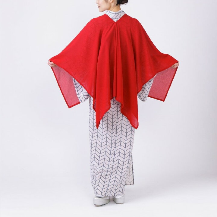 楽天市場】和風ポンチョショール/125cm幅×110cm/カラー : 茜色レッド 