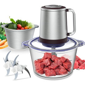 ★11/12迄限定501円OFF★フードプロセッサー 【1.2L大容量 & 2種類ボウル】 みじん切り器 500Wハイパワー 氷も砕ける みじん切り 電動 フードミキサー スムージー フードチョッパー 2段階スピード 肉挽き/野菜切り/離乳食作り お手入れ簡単