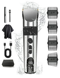 ★11/11迄限定900円OFF★バリカン 電動バリカン メンズ 低騒音 髪 散髪用 8ガイドコーム セルフカット led電量ディスプレイ IPX7 防水 5段階刈り高さ調節 ヘアーカッター 充電式 リミットコーム付き メンズ/子供/家庭/業務用 プロ仕様 父の日