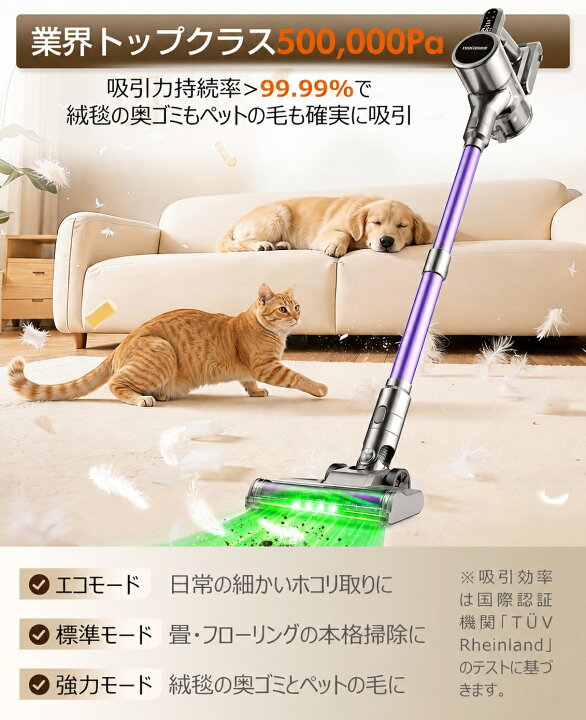 楽天市場】☆楽天1位☆【3年保証】掃除機 コードレス 500Kpa超強力吸引 
