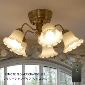 【洋風シャンデリアのインテリア】 シャンデリア 天井照明 照明器具 リモコン リモコン付き 北欧 led 真鍮色 ヨーロッパ照明 アンティーク フロストガラス 照明 LED対応 エレガント リビング LED照明 ダイニング 6畳 8畳 10畳 12畳 明るい 西海岸 フラワー シェード リビング
