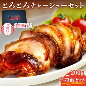 甘辛い ラーメン ギフト とろとろチャーシュー5個セット(化粧箱入) 国産 チャーシュー ブロック 小分け 丼 焼豚 豚肉 無添加 使い切りサイズ プレゼント 贈答 お祝い 誕生日 内祝い 200g 高知 四万十 ご飯 夕食 夜食 お弁当 おつまみ 晩酌 ご当地グルメ 味付け肉 お歳暮