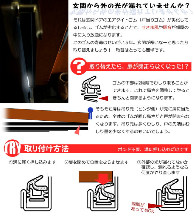 楽天市場 マンション玄関用エアタイトゴム 6m巻き Az 101 Az 102 Az 105 戸当りゴム ネオプレーンゴム マニアックホームセンター