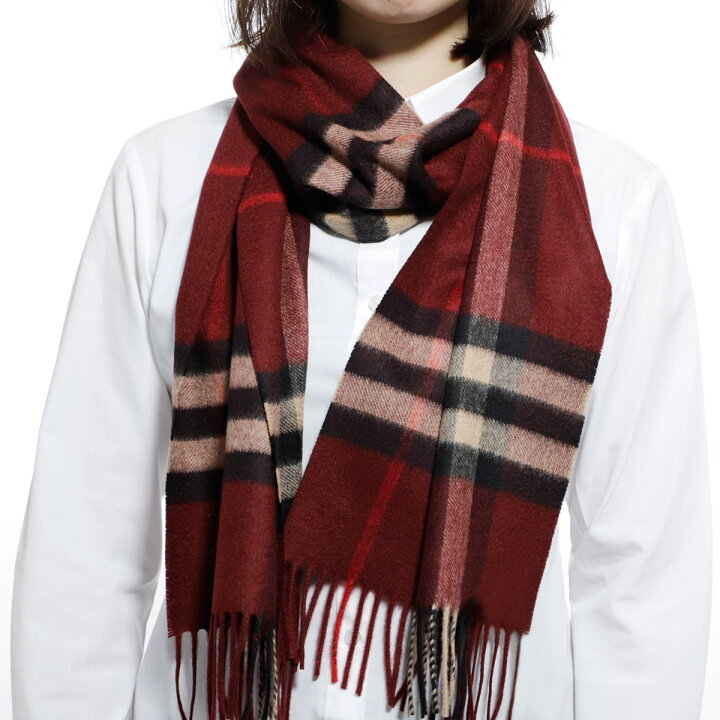 楽天市場 バーバリー Burberry カシミア マフラー カシミアスカーフ レッド レディース ギフト プレゼント チェック Claret Giant Check あす楽対応 関東 返品送料無料 ラッピング無料 モダンブルー楽天市場店