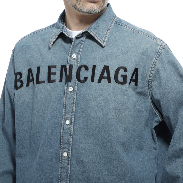 楽天市場 アウトレット ラスト1点 バレンシアガ Balenciaga デニムシャツ ブルー メンズ コットン 綿 長袖 Tye24 4065 あす楽対応 関東 返品送料無料 ラッピング無料 モダンブルー楽天市場店