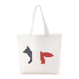 メゾンキツネ MAISON KITSUNE トートバッグ ホワイト メンズ レディース au05101ww0007 wh TRICOLOR FOX TOTE【返品送料無料】【ラッピング無料】[2022AW]