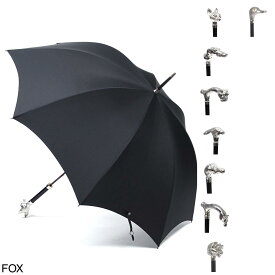 フォックスアンブレラズ FOX UMBRELLAS 傘 メンズ gt29 fox black GT29 Nickel Finish Animal Head Handle Umbrella【返品送料無料】【ラッピング無料】