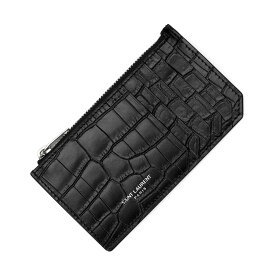 【アウトレット】サンローラン SAINT LAURENT カードケース ブラック 609362 dze0e 1000 ZIP FRAGMENT CROCODILE CARD HOLDER【返品送料無料】[2023SS]