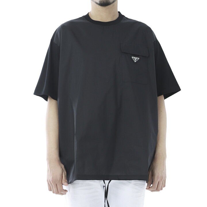 楽天市場】プラダ PRADA クルーネック Tシャツ ブラック メンズ ujn793 