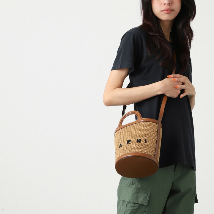 楽天市場】マルニ MARNI バケットバッグ 2WAY かごバッグ ブラウン 