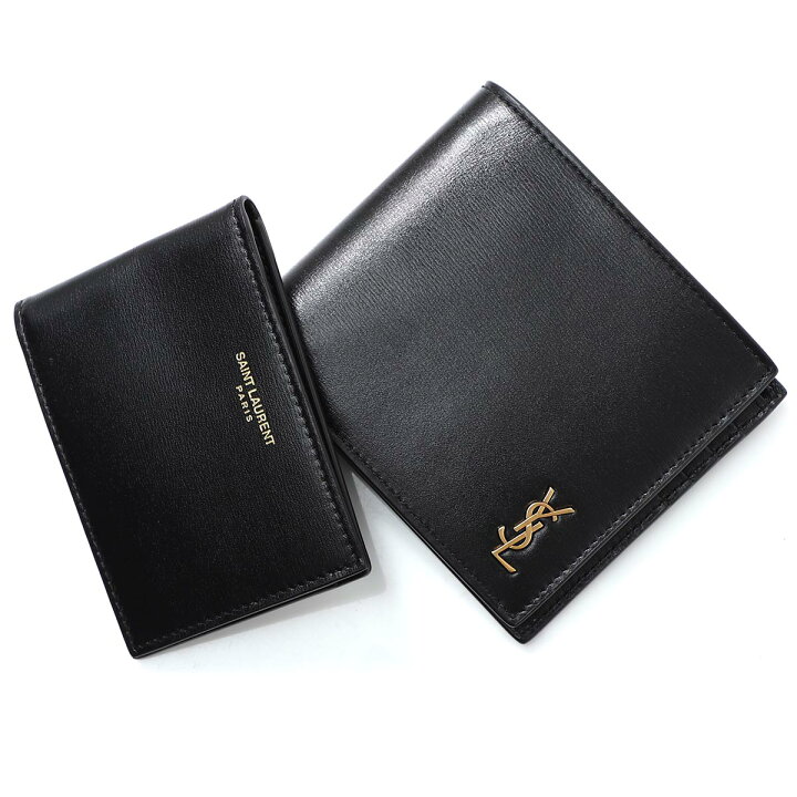 楽天市場】サンローラン SAINT LAURENT 2つ折り財布 ブラック メンズ  