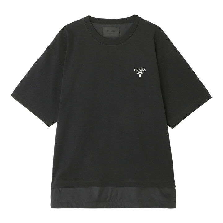 楽天市場】プラダ PRADA クルーネック半袖Tシャツ ブラック メンズ 