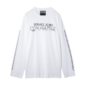 【6/5限定!当選確率1/2!MAX100%POINT BACK!※要エントリー】ヴェルサーチェ VERSACE JEANS COUTURE クルーネック長袖Tシャツ ホワイト 75gahf03 cj00f 003【返品送料無料】[2023AW]