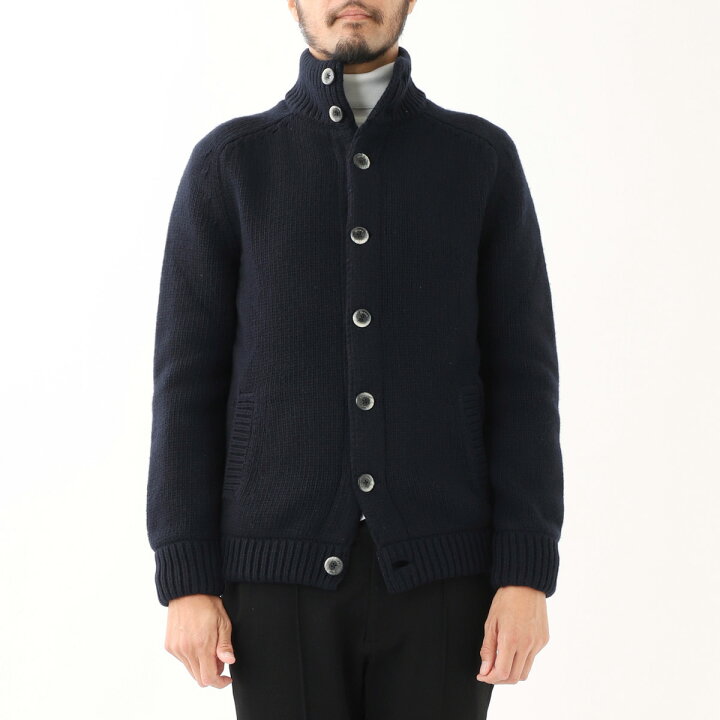 楽天市場】ヘルノ HERNO カーディガン スタンドカラーニット ブルー  