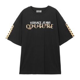 ヴェルサーチェ VERSACE JEANS COUTURE クルーネックTシャツ ブラック 75gahf01 cj00f g89【返品送料無料】[2023AW]
