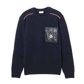 モンクレール MONCLER クルーネックニット ブルー メンズ 9c00011 m1241 750【返品送料無料】【ラッピング無料】[2023AW]