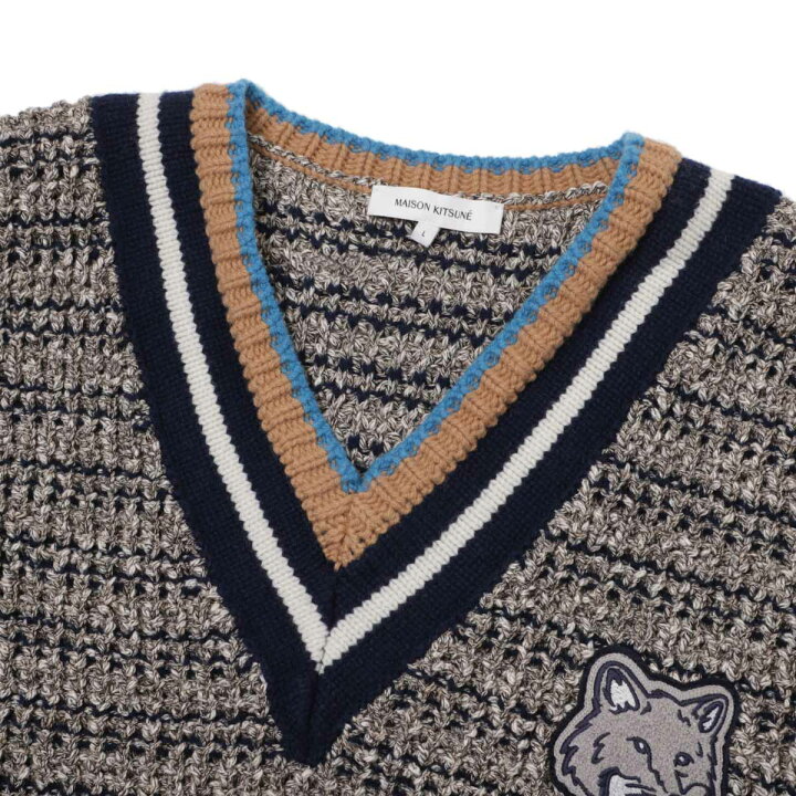 楽天市場】メゾンキツネ MAISON KITSUNE Vネック ニット マルチカラー 