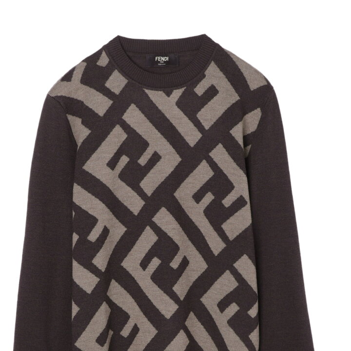 楽天市場】フェンディ FENDI クルーネックニット ブラウン メンズ  