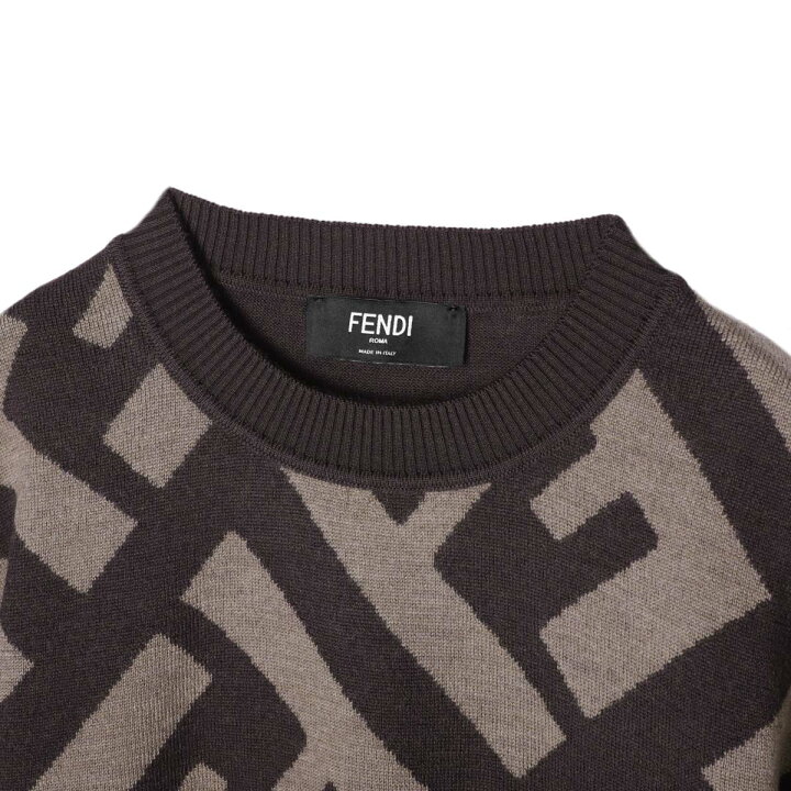 楽天市場】フェンディ FENDI クルーネックニット ブラウン メンズ 
