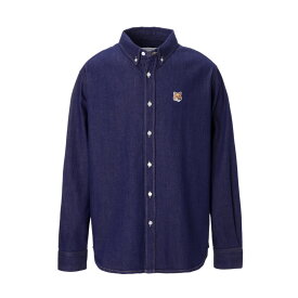 メゾンキツネ MAISON KITSUNE デニムシャツ ブルー メンズ lm00401ww0084 p470 indigo BD CASUAL SHIRT WITH INSTITUTIONAL FOX HEAD PATCH【返品送料無料】【ラッピング無料】[2023AW]