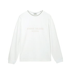 【6/5限定!当選確率1/2!MAX100%POINT BACK!※要エントリー】ストーンアイランド STONE ISLAND クルーネック長袖Tシャツ ホワイト メンズ 8015206x4 v0001 206X4 STONE ISLAND MARINA OLD TREATMENT【返品送料無料】【ラッピング無料】[2024SS]