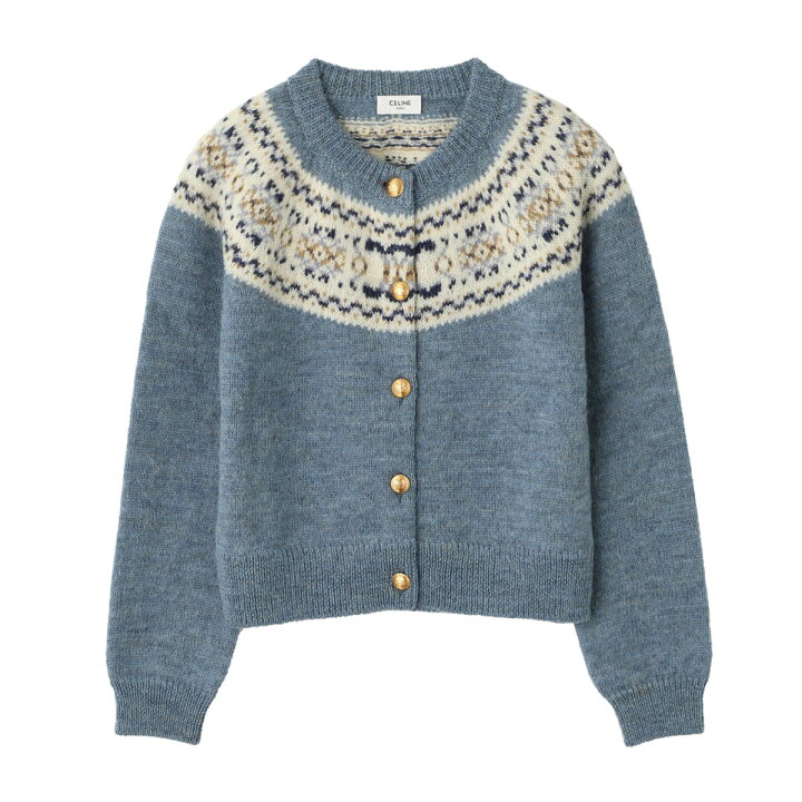 楽天市場】セリーヌ CELINE クルーネック カーディガン ブルー  