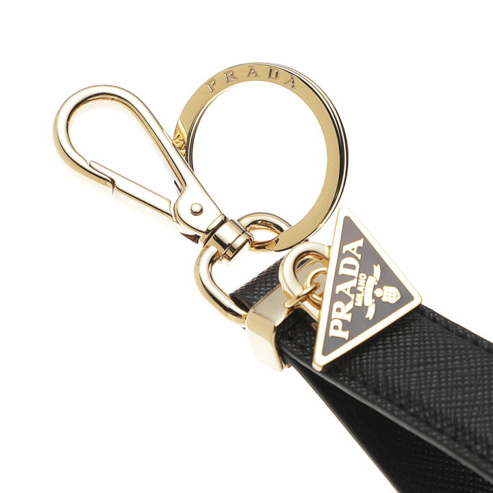 楽天市場】プラダ PRADA キーリング バッグチャームレザー ブラック  
